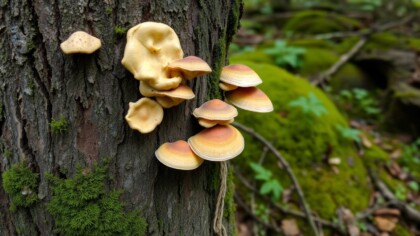 Close-up of tree fungus growth used for identification in Canadian trees
